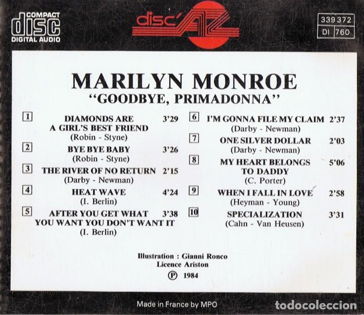 CDs de m&uacute;sica: MARILYN MONROE &uml;GOODBYE,PRIMADONNA&uml; (CD) - Foto 2