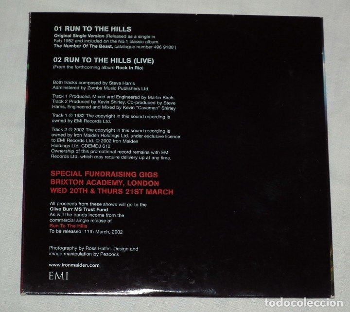 CDs de m&uacute;sica: CD IRON MAIDEN - RUN TO THE HILLS - Foto 3