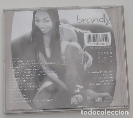 CDs de m&uacute;sica: BRANDY - NEVER SAY NEVER (CD) 1998 - 16 TEMAS - Foto 3
