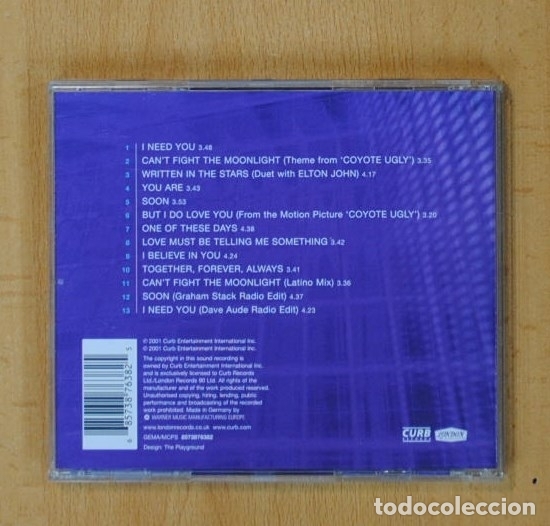 CDs de m&uacute;sica: LEANN RIMES - I NEED YOU - CD - Foto 2
