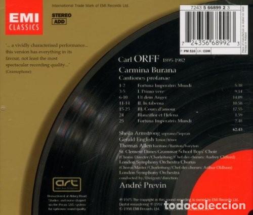 CDs de m&uacute;sica: Orff - Carmina Burana - Andr&eacute; Previn - CD - Foto 2