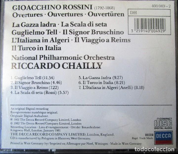 CDs de m&uacute;sica: RICCARDO CHAILLY - ROSSINI 7 OVERTURES - CD IMPECABLE - Foto 2