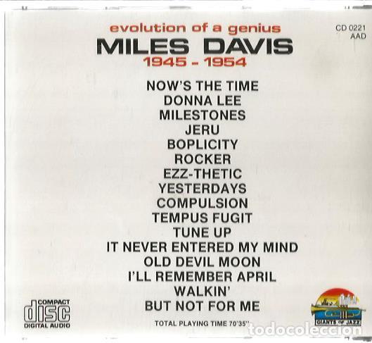 CDs de m&uacute;sica: CD MILES DAVIS : EVOLUTION OF A GENIUS ( 1945-1954) - Foto 2