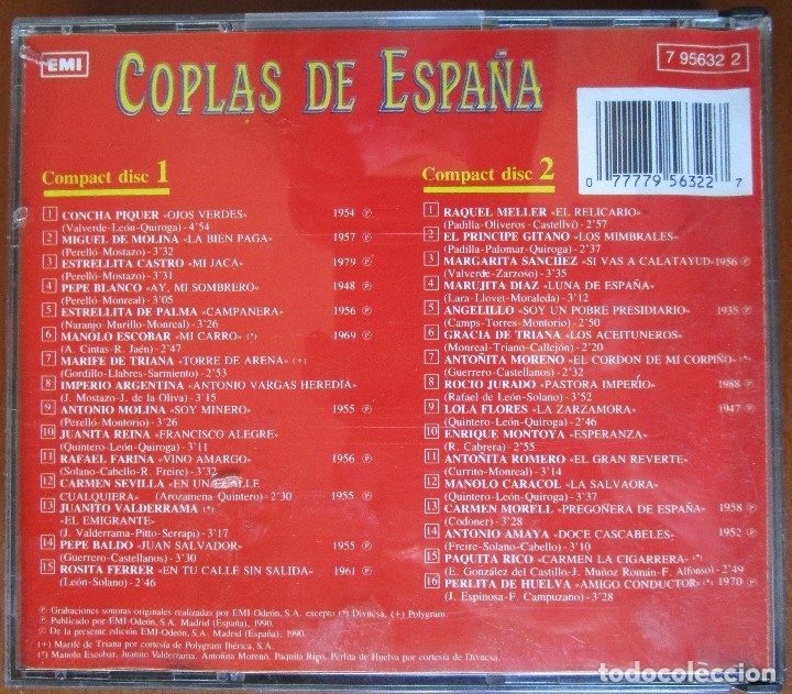 CDs de m&uacute;sica: Coplas de Espa&ntilde;a - 2 CD - Foto 2