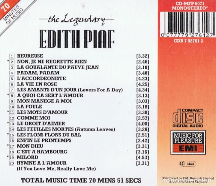 CDs de m&uacute;sica: THE LEGENDARY EDITH PIAF  (CD) - Foto 3