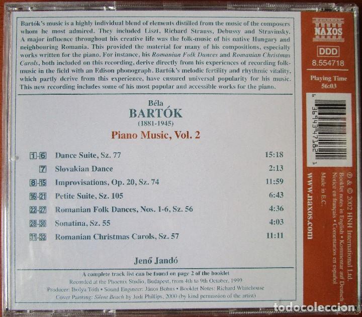 CDs de m&uacute;sica: BART&Oacute;K - ROMANIAN FOLK DANCES - DANCE SUITE - IMPROVISATIONS - SONATINA. CD IMPECABLE - Foto 2