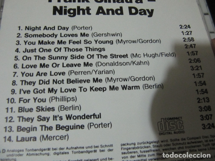 CDs de m&uacute;sica: Frank sinatra night and day cd 1987 RARO - Foto 5