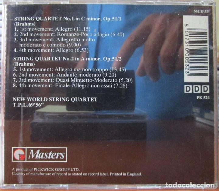 CDs de m&uacute;sica: NEW WORLD STRING QUARTET - BRAHMS (STRING QUARTET N&ordm;1 IN C MINO) (STRING QUARTET N&ordm; 2 IN A MINOR) CD - Foto 2