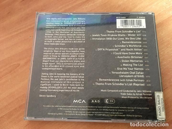 CDs de m&uacute;sica: SCHINDLERS LIST B.S.O.  CD (CDI16) - Foto 3