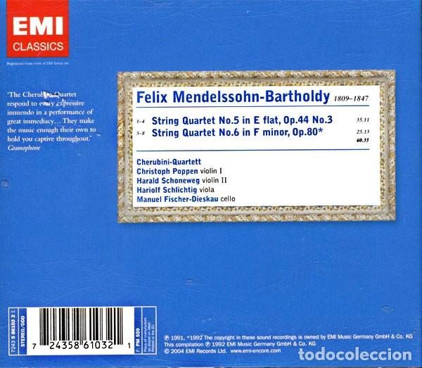 CDs de m&uacute;sica: Mendelssohn  Bartholdy - String Quartets Nos. 5 & 6 - Cherubini Quartett - CD - Foto 2