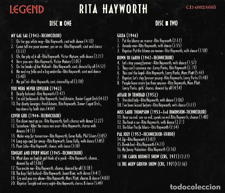CDs de m&uacute;sica: RITA HAYWORTH. SERIE LEGEND.CD - Foto 2