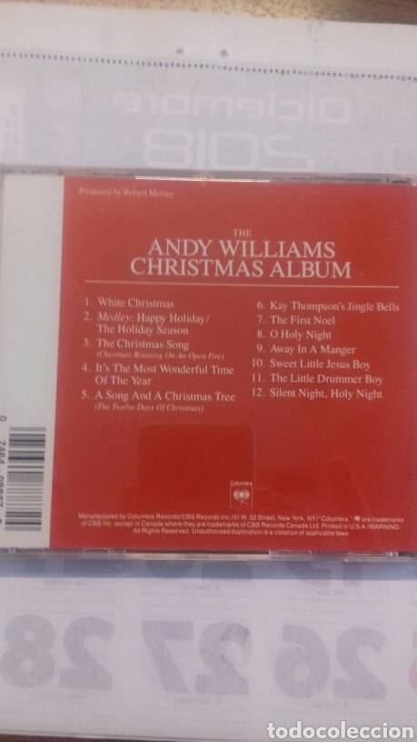 CDs de m&uacute;sica: Andy Williams. Chistmas Album - Foto 2