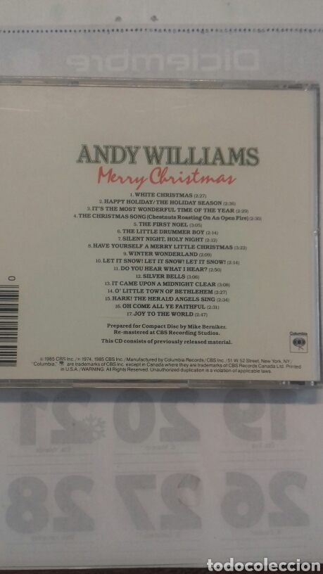 CDs de m&uacute;sica: Andy Williams. Merry Chistmas - Foto 2