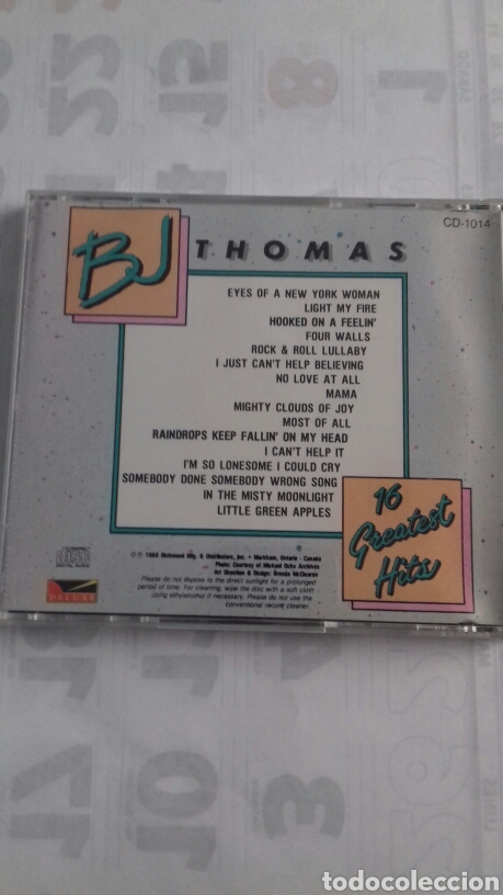 CDs de m&uacute;sica: B J Thomas. 16 Greatest Hits - Foto 2
