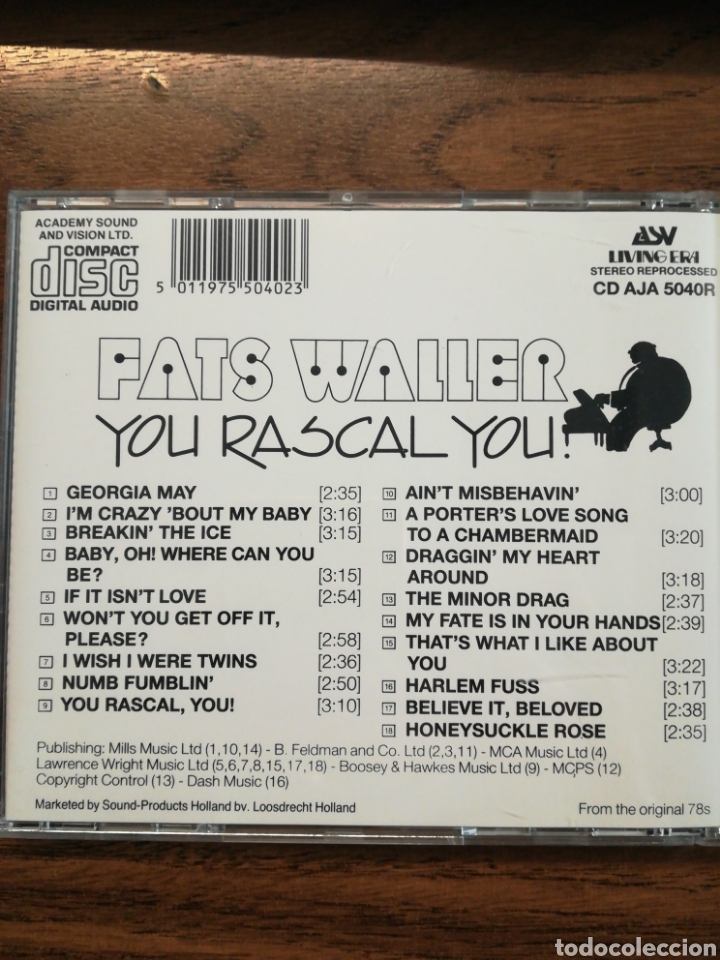 CDs de m&uacute;sica: Fats Waller. You Rascal You - Foto 2