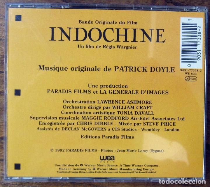 CDs de m&uacute;sica: BSO - INDOCHINE - PATRICK DOYLE - 1992 - INDOCHINA - Foto 3