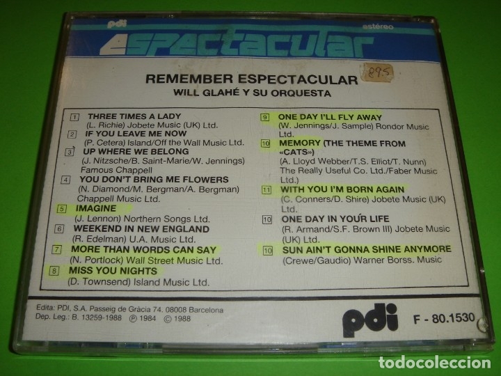 CDs de m&uacute;sica: REMEMBER ESPECTACULAR / WILL GLAH&Eacute; Y SU ORQUESTA / PDI / CD - Foto 2