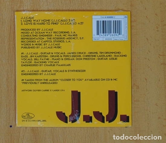 CDs de m&uacute;sica: J.J. CALE - LONG WAY HOME - CD SINGLE - Foto 2