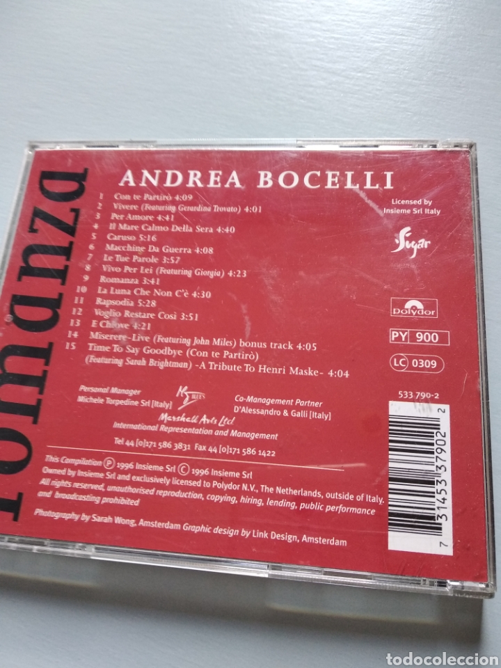 CDs de m&uacute;sica: Andrea Bocelli. Romanza - Foto 3