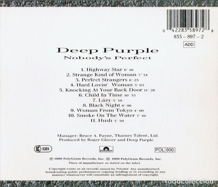 CDs de m&uacute;sica: DEEP PURPLE NOBODY&acute;S PERFECT - Foto 2