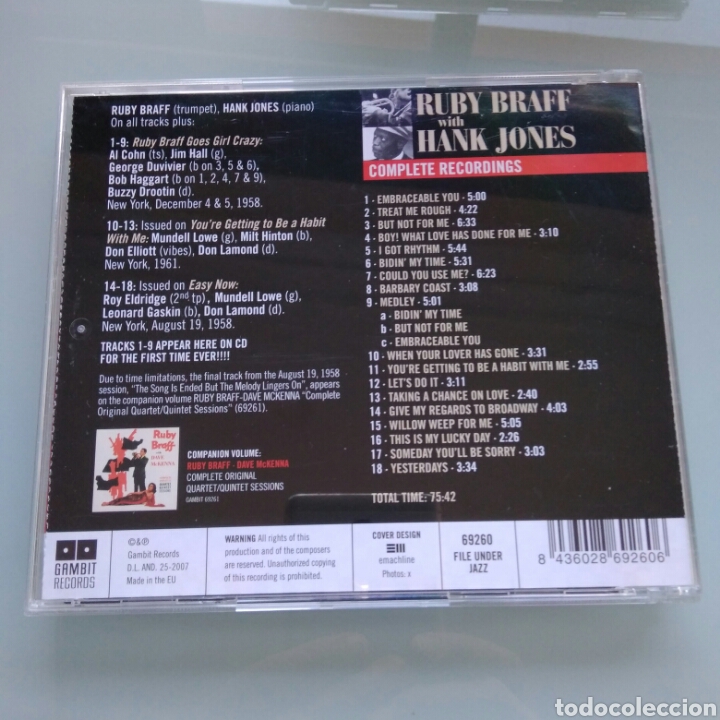 CDs de m&uacute;sica: Ruby Braff With Hank Jones &ndash; Complete Recordings - Foto 5