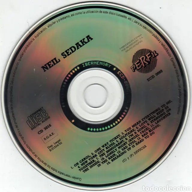CDs de m&uacute;sica: NEIL SEDAKA - CD COMPILATION 1992 - 14 TEMAS - Foto 2