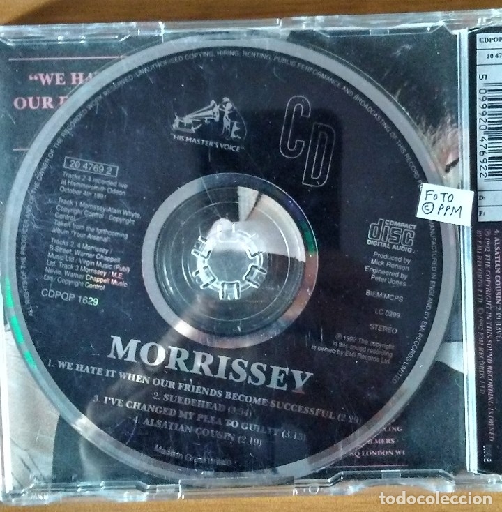 CDs de m&uacute;sica: Morrissey - We hate it when our friends become successful (CD SINGLE) - Foto 2