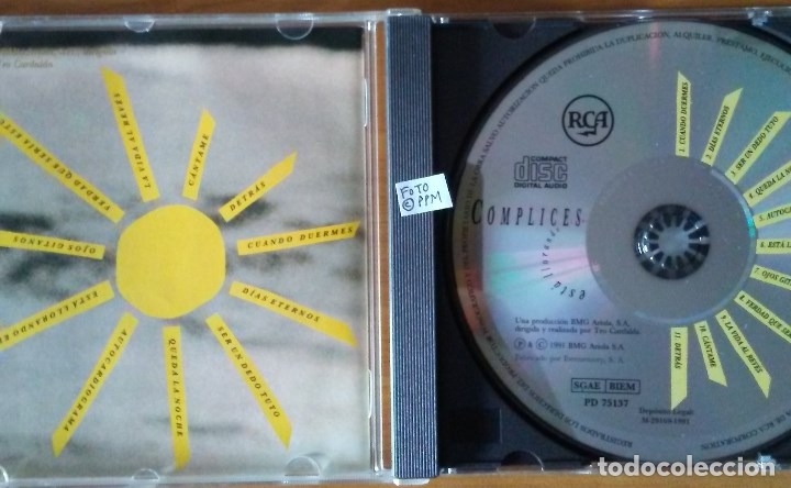 CDs de m&uacute;sica: C&Oacute;MPLICES - est&aacute; llorando el sol (CD) - Foto 3