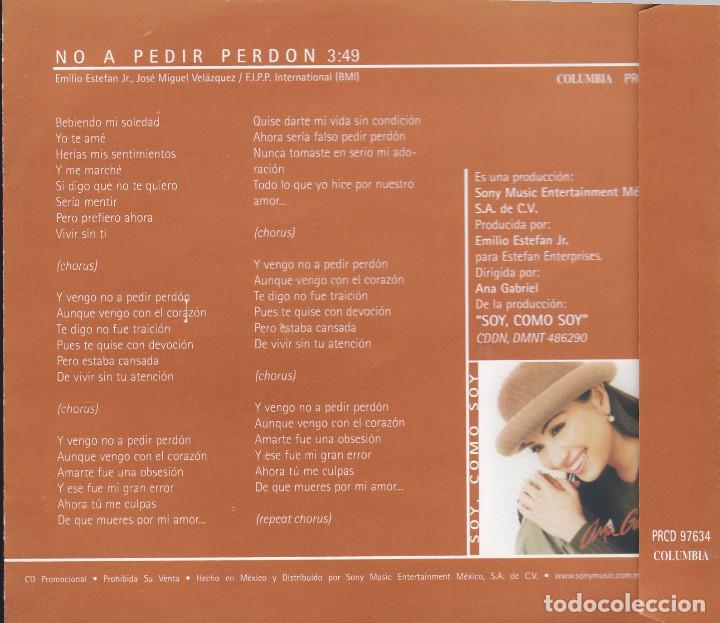 CDs de m&uacute;sica: 10102 -ANA GABRIEL CD NO A PEDIR PERDON - Foto 2