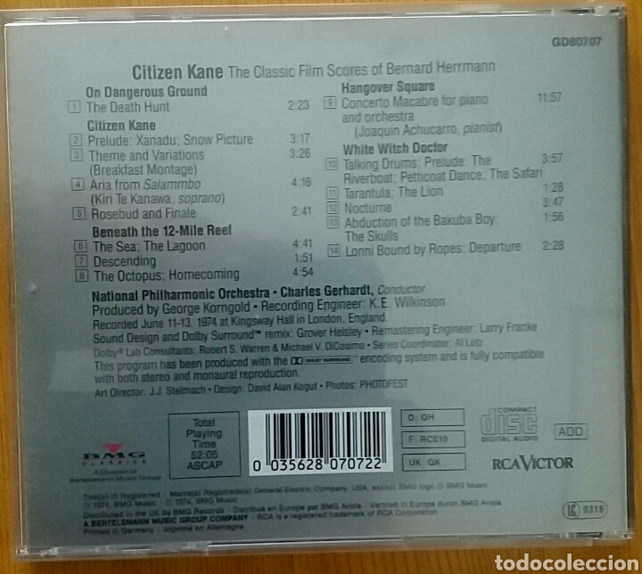 CDs de m&uacute;sica: Citizen Kane. BSO. RCA Victor - Foto 2