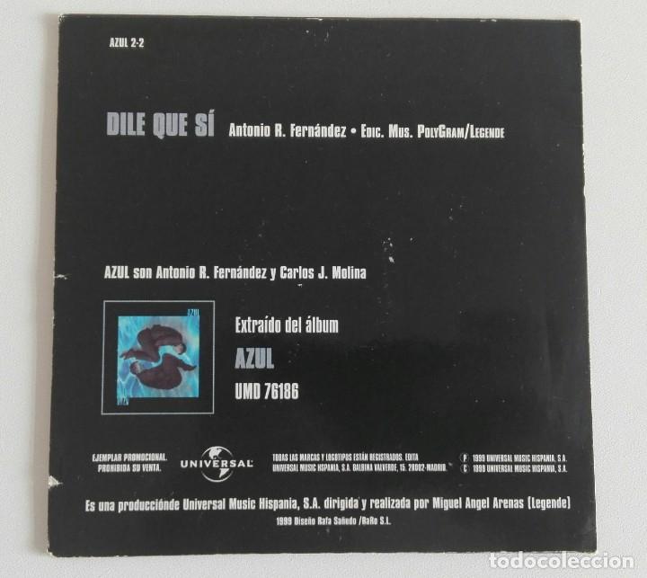 CDs de m&uacute;sica: AZUL Dile Que S&iacute; CD Single Promo 1999 - Foto 2