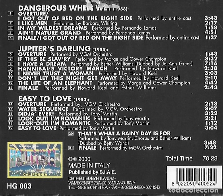 CDs de m&uacute;sica: ESTHER WILLIAMS.ORIGINAL SOUNDTRACKS.CD - Foto 2