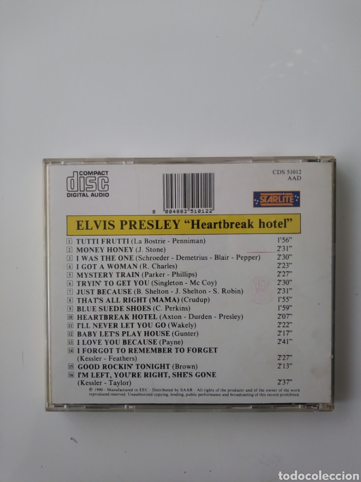CDs de m&uacute;sica: Elvis presley:heartbreak hotel.cd - Foto 2