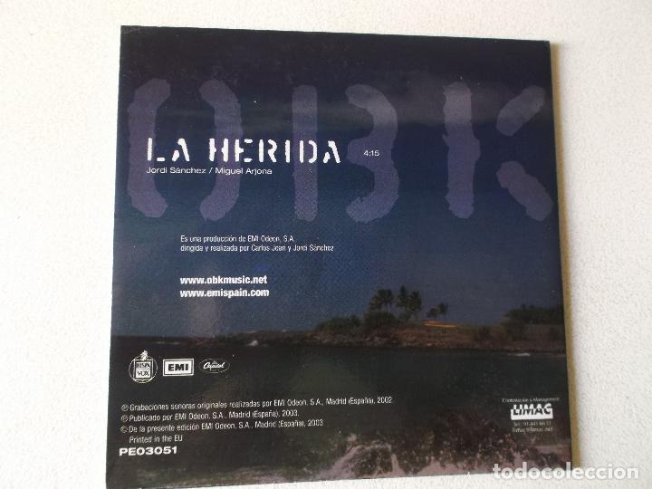 CDs de m&uacute;sica: OBK - La Herida - Remixes - CD Single de 2003 - Foto 2