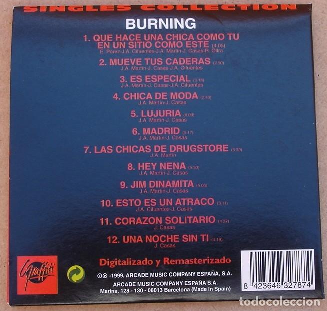 CDs de m&uacute;sica: BURNING - SINGLES COLLECTION (CD) 1999 - 12 TEMAS - Foto 2