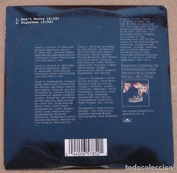 CDs de m&uacute;sica: APPLETON - DONT WORRY (CD SINGLE) 2002 - 2 TEMAS - Foto 2