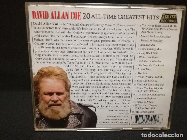 CDs de m&uacute;sica: CD - DAVID ALLAN COE - 20 ALL TIME GREATEST HITS - Foto 3