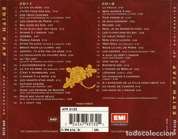 CDs de m&uacute;sica: Edith Piaf - 30e Anniversaire - 2xCD - Foto 2