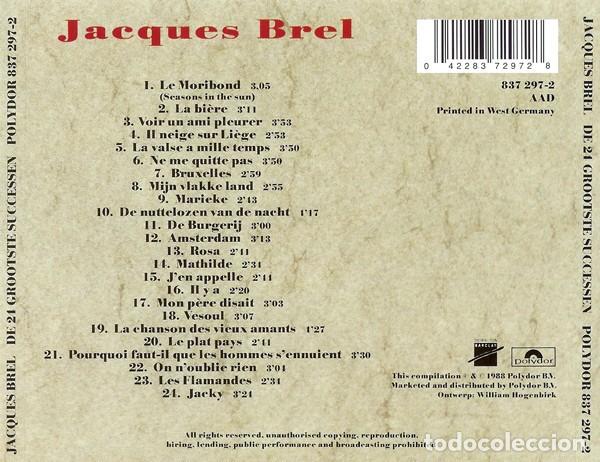 CDs de m&uacute;sica: Jacques Brel - De 24 Grootste Successen - CD Recopilatorio - Foto 2