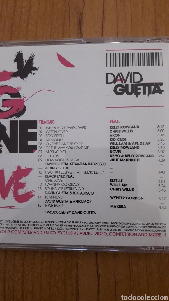 CDs de m&uacute;sica: DAVID GUETTA. ONE LOVE - Foto 2