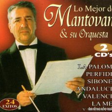 CDs de Música: DOBLE CD ALBUM: MANTOVANI - LO MEJOR DE MANTOVANI Y SU ORQUESTA - 24 TRACK - MEDITERRÁNEO MUSIC 2005. Lote 163480642