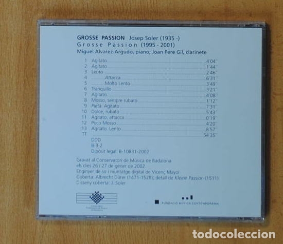 CDs de m&uacute;sica: JOSEP SOLER - GROSSE PASSION - CD - Foto 2