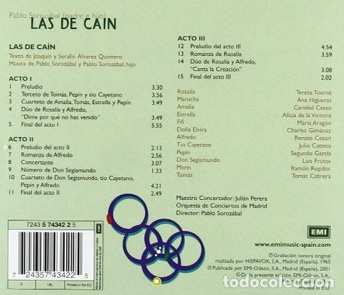 CDs de m&uacute;sica: Las de Ca&iacute;n - Pablo Soroz&aacute;bal (Padre e hijo) - CD - Foto 2