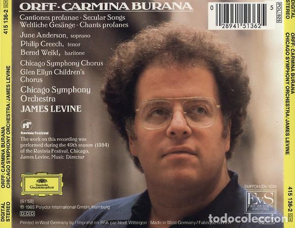 CDs de m&uacute;sica: Orff - Carmina Burana - Levine - CD - Foto 2