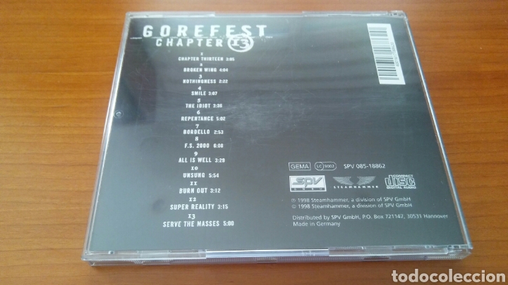 CDs de m&uacute;sica: Gorefest--Chapter 13..1998. - Foto 4