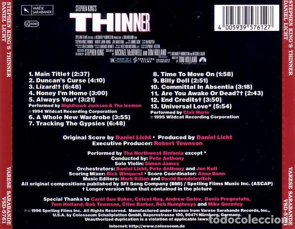 CDs de m&uacute;sica: Daniel Licht - Stephen Kings Thinner - CD - Foto 2