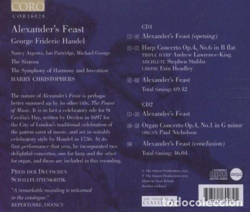 CDs de m&uacute;sica: Handel - Alexanders Feast - Harry Christophers  - 2xCD - Foto 2