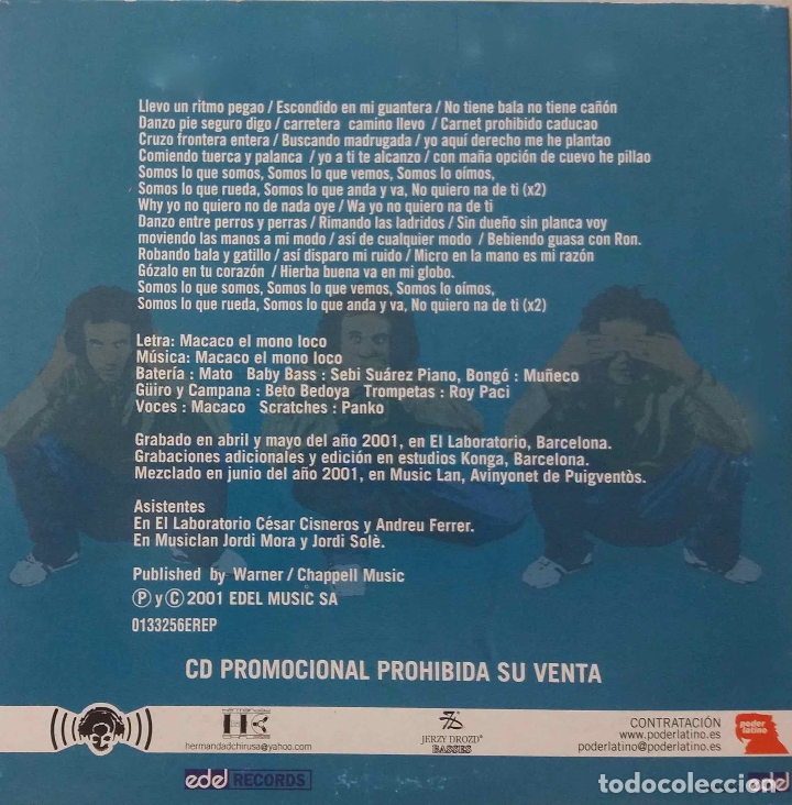 CDs de m&uacute;sica: MACACO, NA DE TI. CD SINGLE PROMOCIONAL - Foto 2