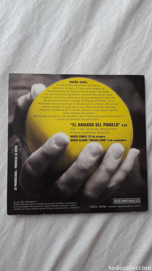CDs de m&uacute;sica: NACHO CANO. EL AMARGO DEL POMELO - Foto 2