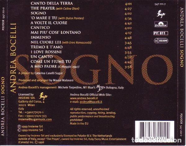 CDs de m&uacute;sica: Andrea Bocelli - Sogno  - CD - Foto 2